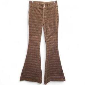 KanCan Signature Brown Corduroy Flare Pants Size 26 High Rise Stretch Boho Retro
